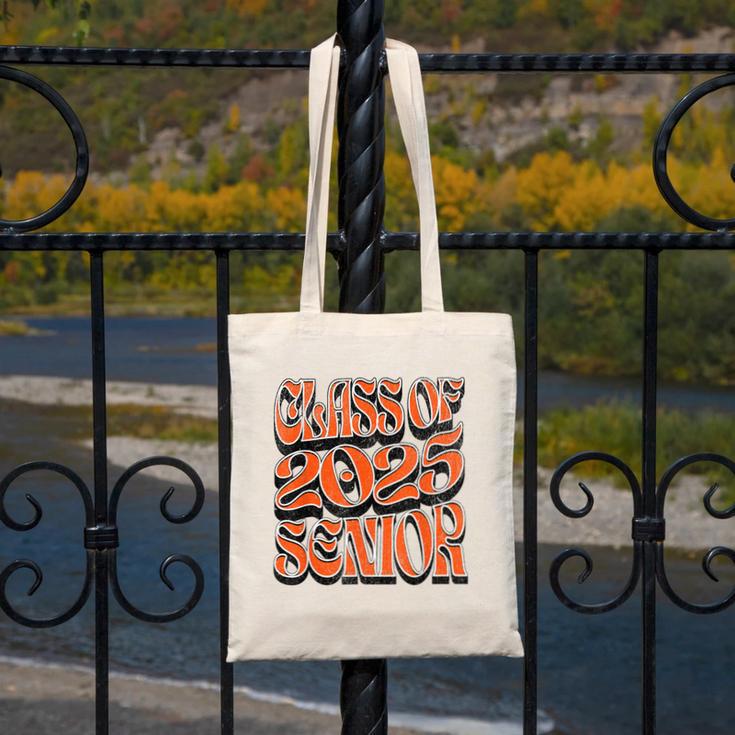 Class Of 2025 Senior Orange And Student Graduation Canvas Tote Bag