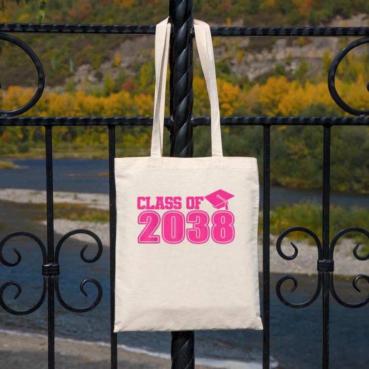 Class Of 2038 Pink Girls Growing Up School Memory Graduation Canvas Tote Bag