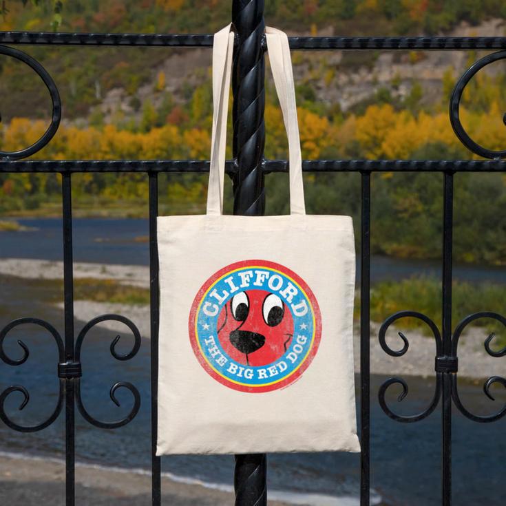 Clifford The Big Red Dog Round Distressed Logo Kids Books Canvas Tote Bag