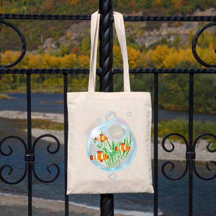 Clownfish Anemonefish Bubbles Water Frutiger Aero Y2K Style Canvas Tote Bag Clownfish Anemonefish Bubbles Water Frutiger Aero Y2K Style Canvas Tote Bag