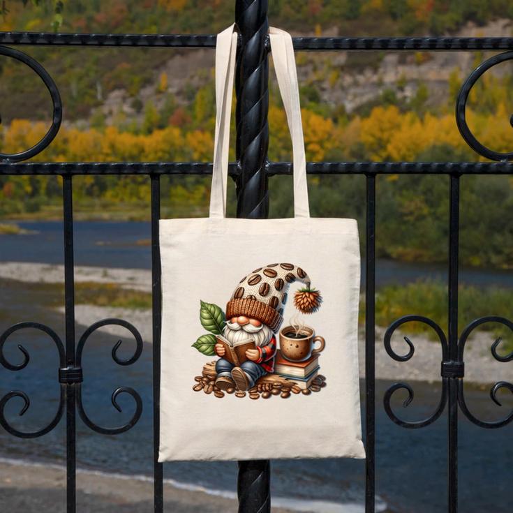 Coffee And Book Reading Accessories For Book Lovers Gnome Canvas Tote Bag
