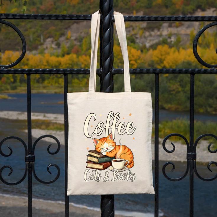 Coffee Cats And Books Lover For Women & Men Coffee Canvas Tote Bag