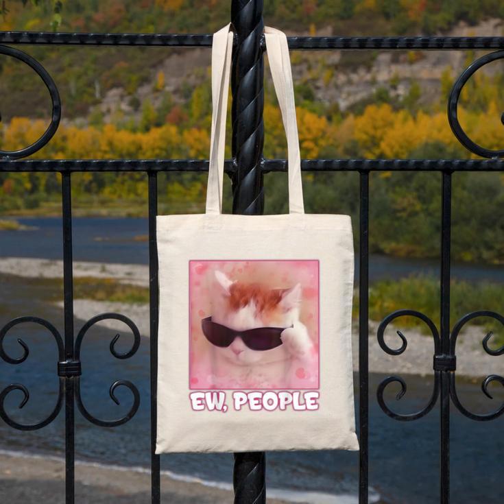Cool Cat Meme Ew People Anti Social Introvert Cute Cat Canvas Tote Bag