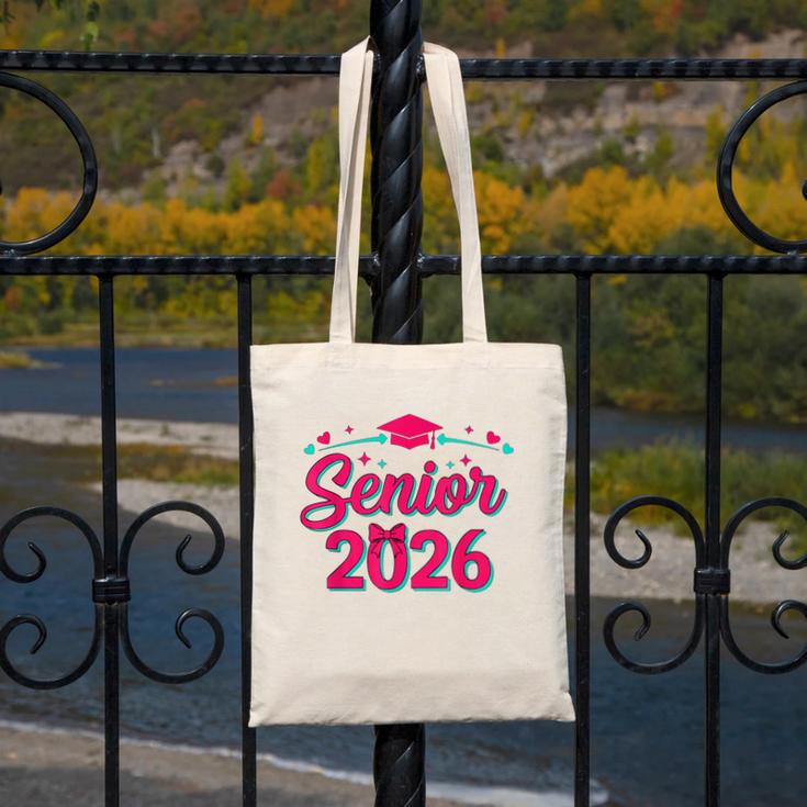 Coquette Pink Bow Senior 2026 Class Of Graduation Canvas Tote Bag