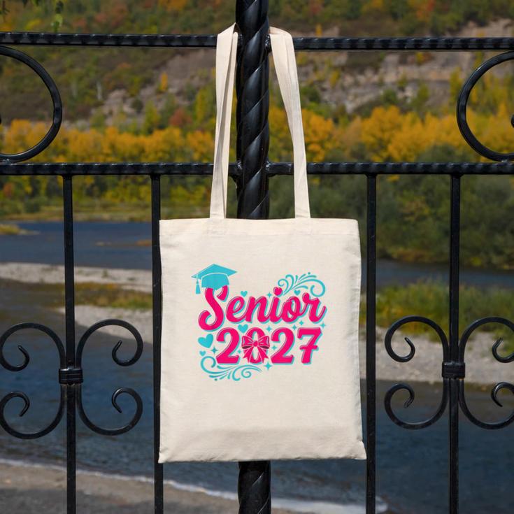 Coquette Pink Bow Senior 2027 Class Of Graduation Canvas Tote Bag