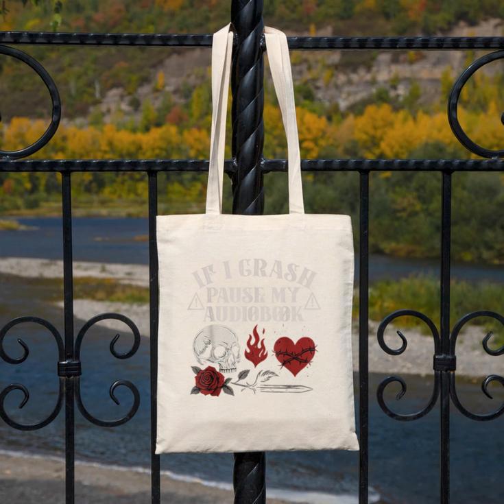 If I Crash Pause My Audiobook Lovers Dark Romance Spicy Book Canvas Tote Bag If I Crash Pause My Audiobook Lovers Dark Romance Spicy Book Canvas Tote Bag