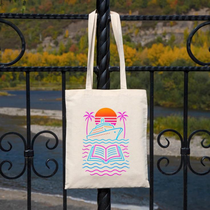 Cruise Ship Vacations Reading Book Lovers Sunset Canvas Tote Bag