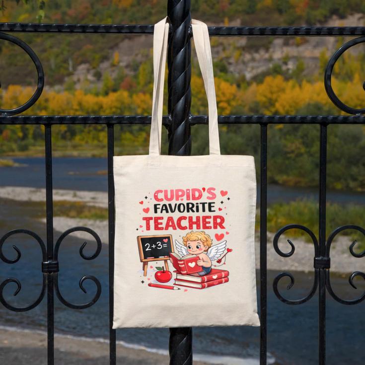 Cupid's Favorite Math Teacher Valentine Reading Book Women Canvas Tote Bag
