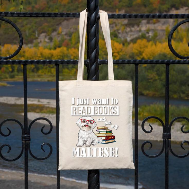 Cute Glasses Read Books & Pet My Maltese Lover Canvas Tote Bag