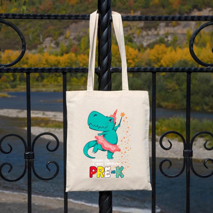 Cute Magical Ballerina Dino Unicorn Pre-K Graduation Canvas Tote Bag