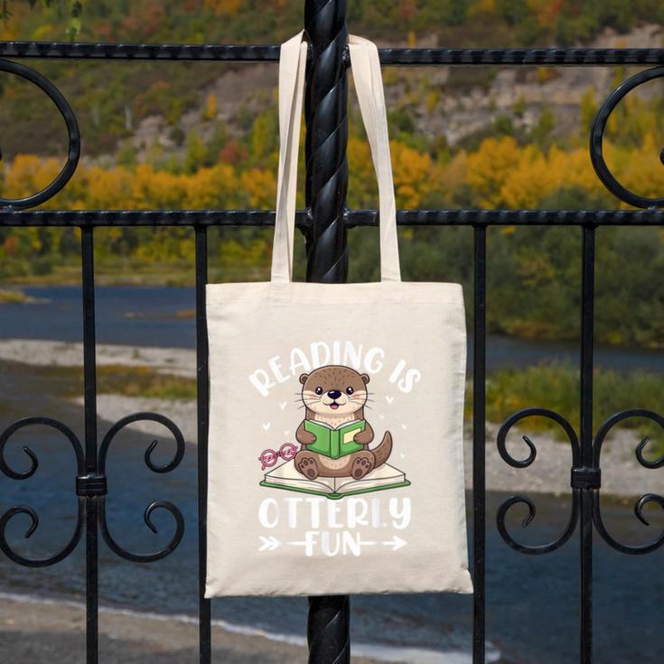 Cute Otter Reading Book Lover Sea Otters Animal Lover Canvas Tote Bag