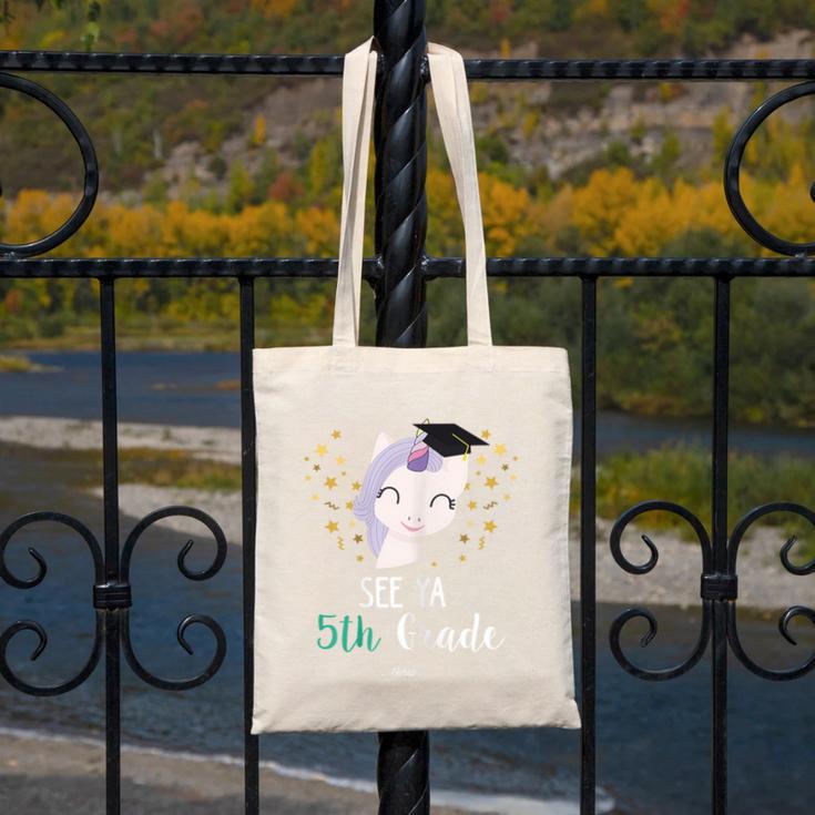 Cute Unicorn See Ya 5th Grade Graduation Shirt Canvas Tote Bag