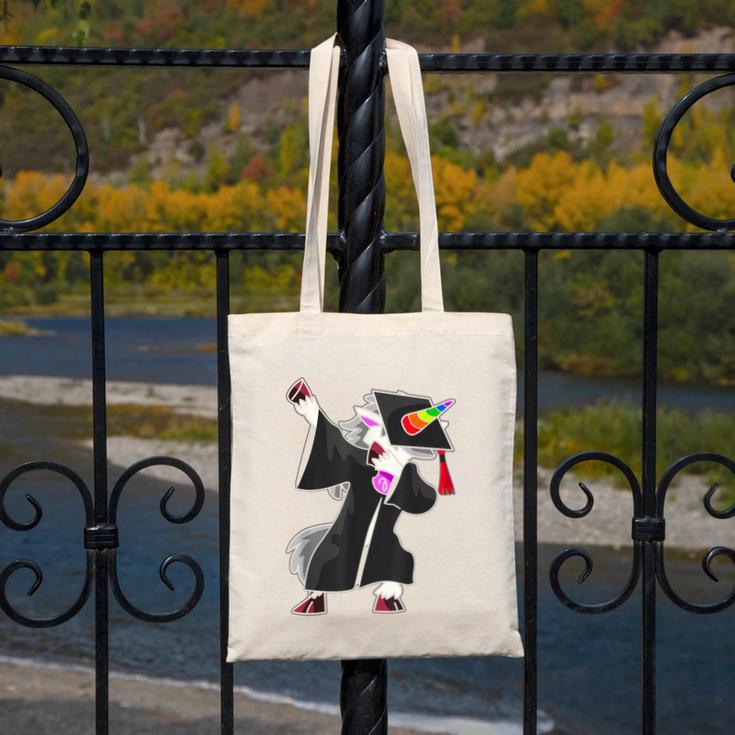 Dabbing Unicorn Cap And Gown Graduate 2021 Graduation Day Canvas Tote Bag