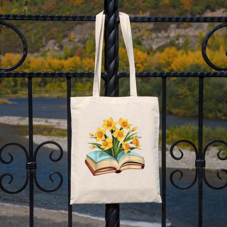 Daffodils Flowers Book Floral Canvas Tote Bag