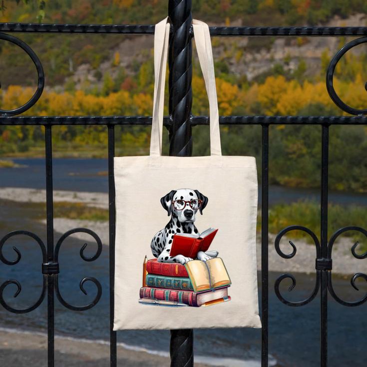 Dalmatian Reading Books Matching Bookworm Readers Librarian Canvas Tote Bag