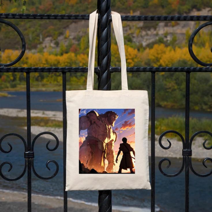 David And Goliath Bible Book Of Samuel Famous Bible Story Canvas Tote Bag