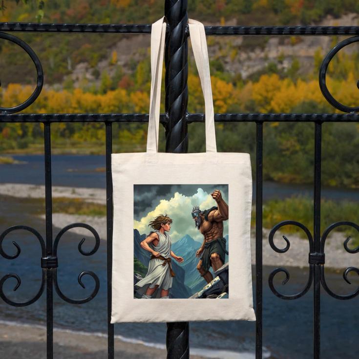 David And Goliath Bible Book Of Samuel King David Comic Canvas Tote Bag David And Goliath Bible Book Of Samuel King David Comic Canvas Tote Bag