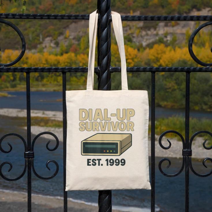 Dial Up Survivor Retro 90s Internet Nostalgia Canvas Tote Bag