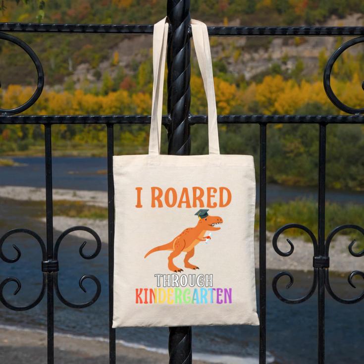 Dinosaur Graduation I Roared Through Kindergarten T-Shirt Canvas Tote Bag