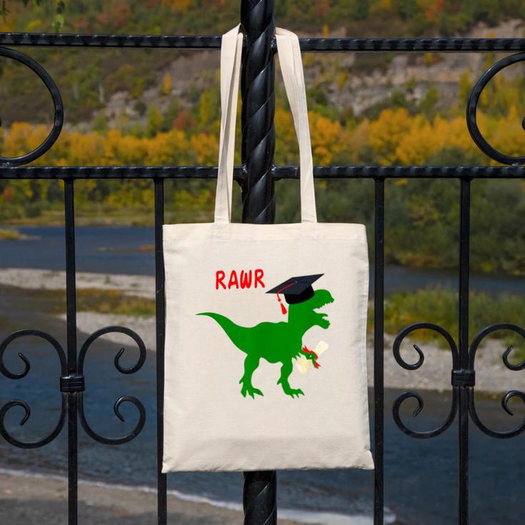 Dinosaur Rawr Diploma Graduate Graduation Canvas Tote Bag
