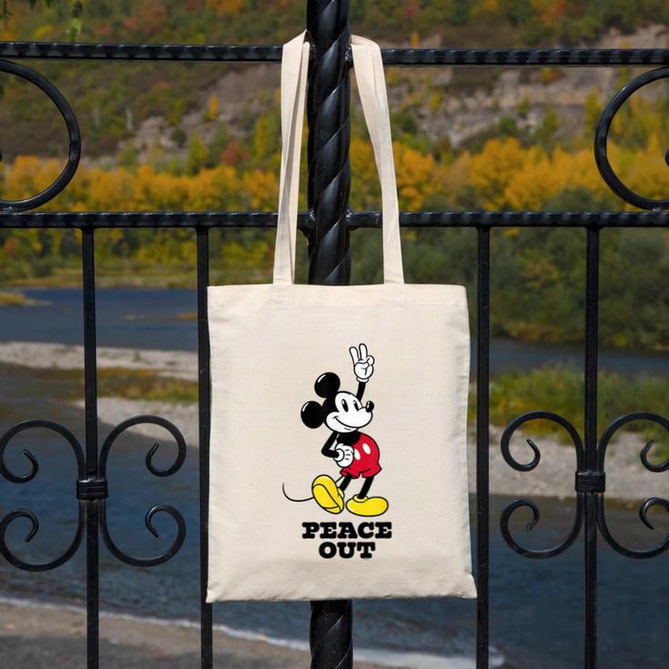 Disney Mickey Mouse Peace Out Totally Retro Graduation Canvas Tote Bag