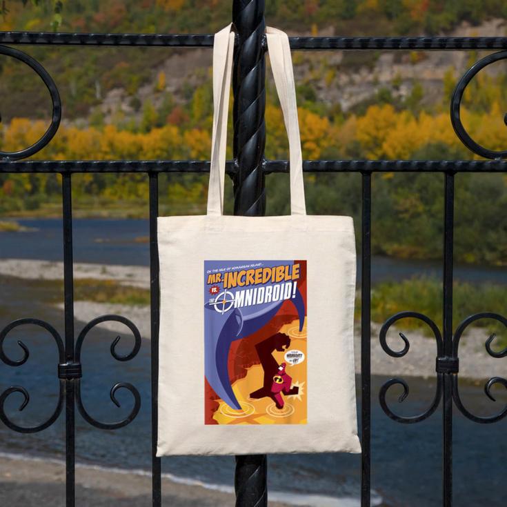 Disney Pixar The Incredibles Omnidroid Comic Book Cover Canvas Tote Bag