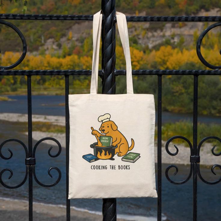 Dog Cooking The Books Canvas Tote Bag