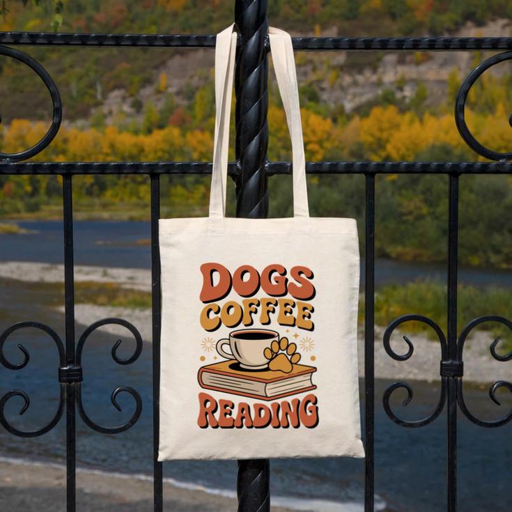 Dogs Coffee Reading Book Lover Canvas Tote Bag Dogs Coffee Reading Book Lover Canvas Tote Bag