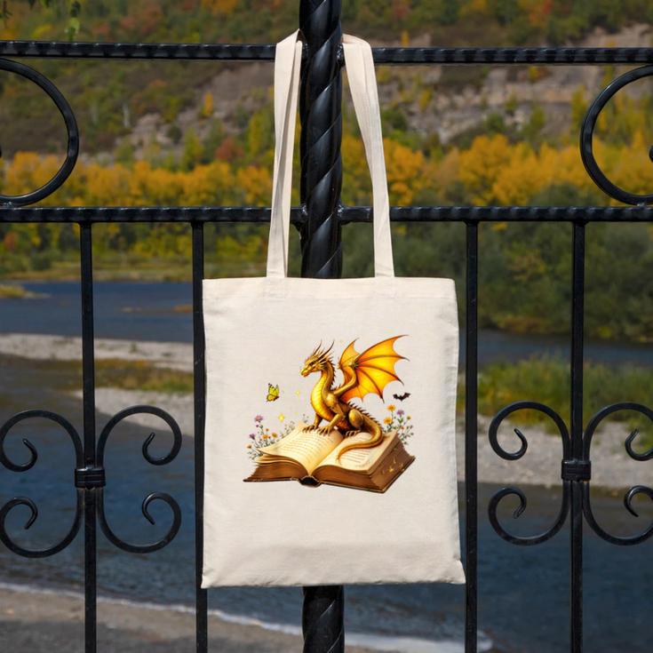 Dragon Fantasy Book Lover Bookish Reader Bookworm Wildflower Canvas Tote Bag Dragon Fantasy Book Lover Bookish Reader Bookworm Wildflower Canvas Tote Bag