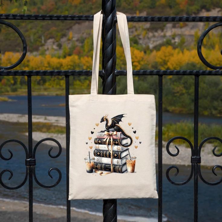 Dragon Hoard Of Books Reading Lover Cute Art Canvas Tote Bag Dragon Hoard Of Books Reading Lover Cute Art Canvas Tote Bag