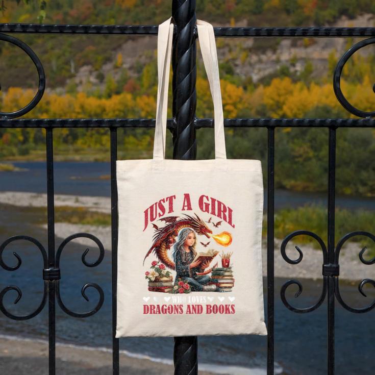 Dragon Just A Girl Who Loves Dragons And Books Canvas Tote Bag