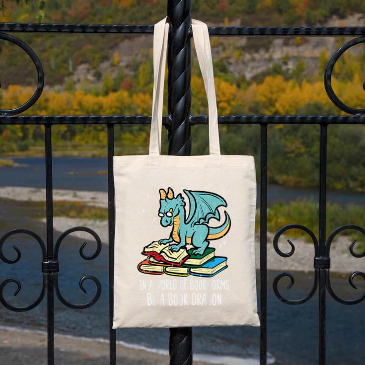 Be A Dragon Read Reading Book Librarian Men Women Kids Canvas Tote Bag