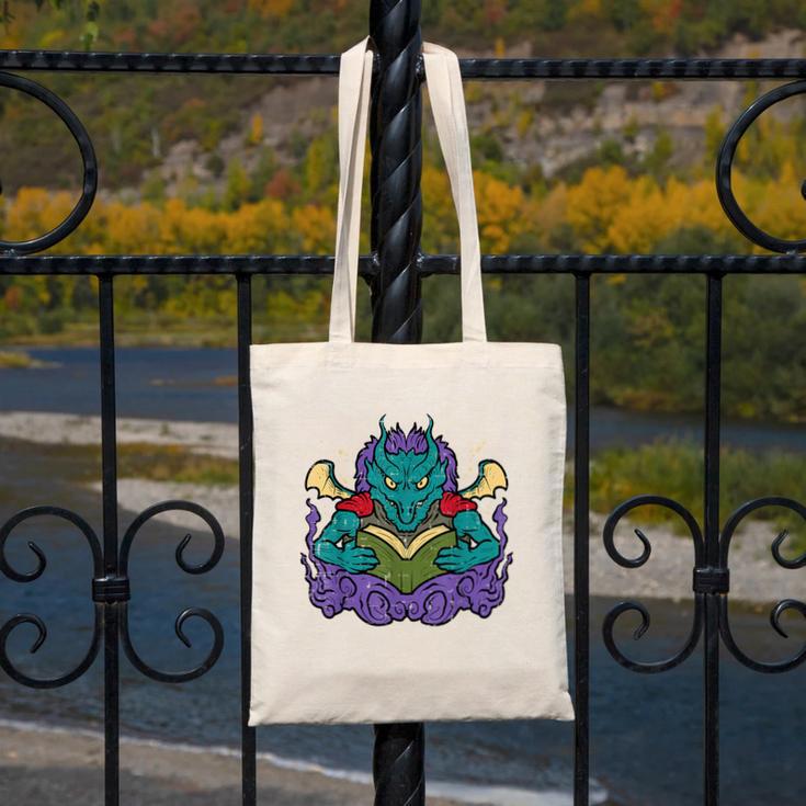 Dragon Read Reading Librarian Book Across America Kids Canvas Tote Bag