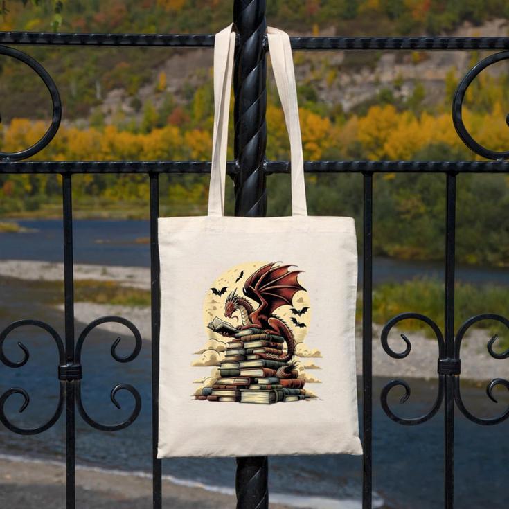 Dragon Reading a Book Dragons And Books Lover Bookworm Canvas Tote Bag Dragon Reading a Book Dragons And Books Lover Bookworm Canvas Tote Bag