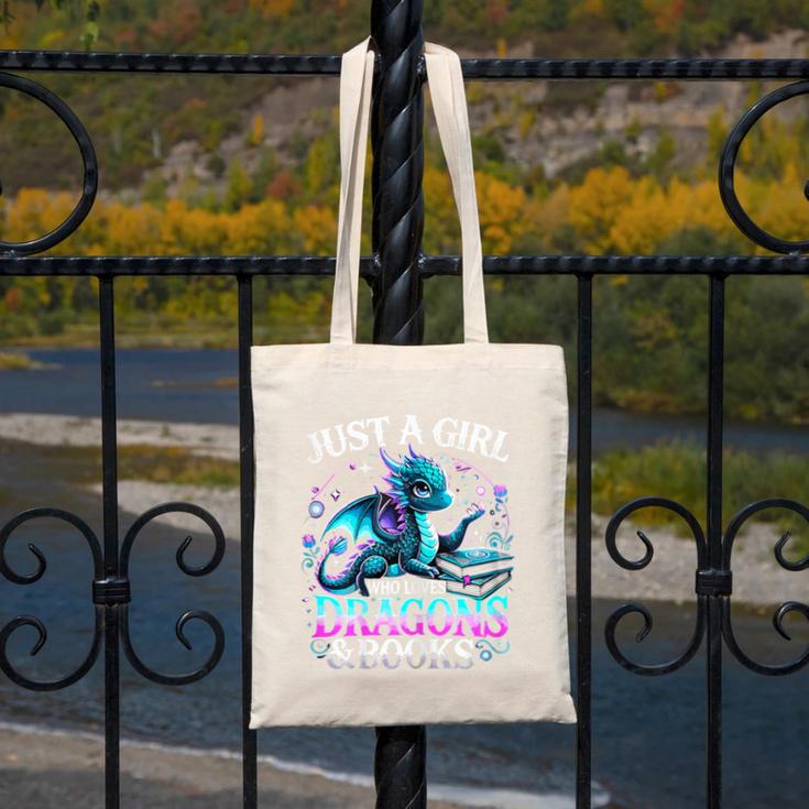 Dragon Reading Just A Girl Who Loves Dragons And Books Canvas Tote Bag