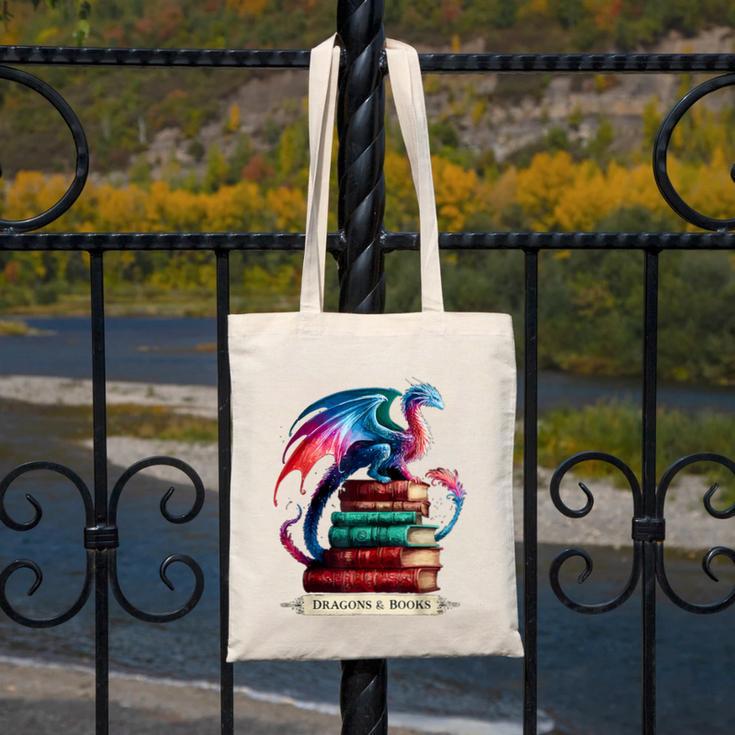 Dragons And Books Dragonworm Book Lover Reading Canvas Tote Bag