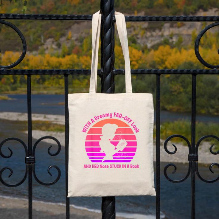 With A Dreamy Far-Off Look And Her Nose Stuck In A Book Canvas Tote Bag