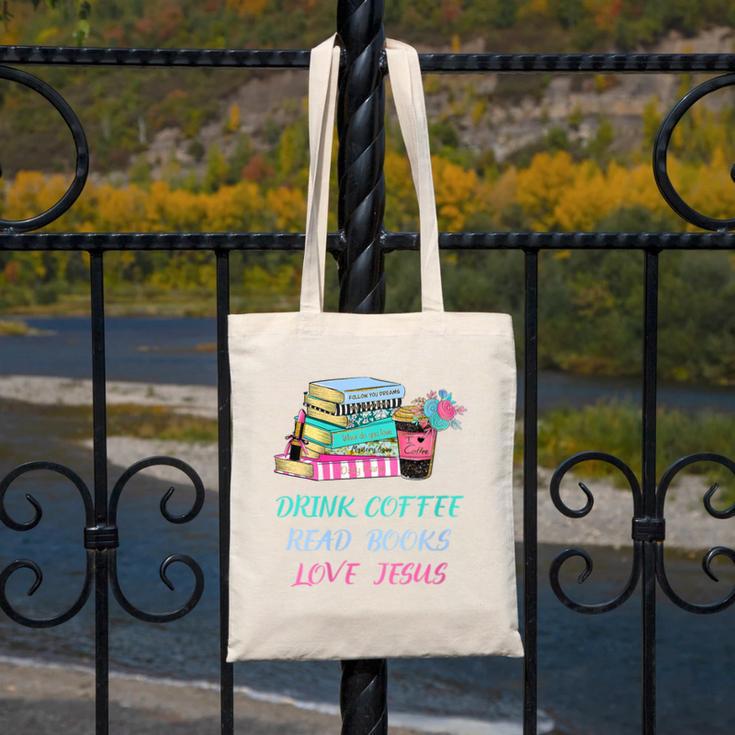 Drink Coffee Read Books Love Jesus Christian Religious God Canvas Tote Bag
