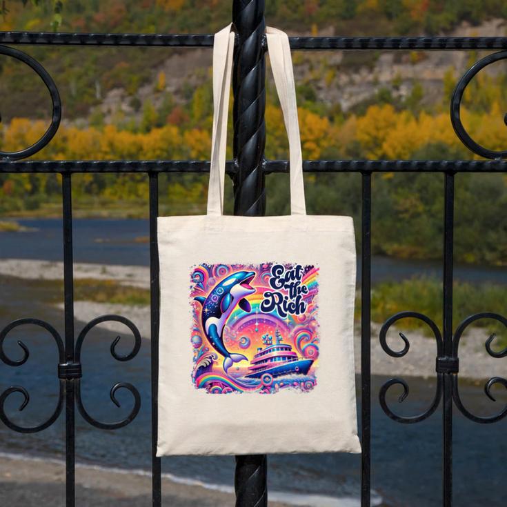 EAT THE RICH 90S NOSTALGIA WHALE ORCA YAHCT RETRO Canvas Tote Bag