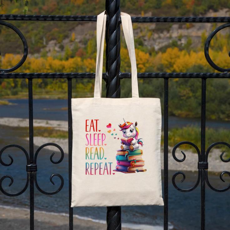 Eat Sleep Read Repeat Unicorn Read Book Reading Lovers Kids Canvas Tote Bag