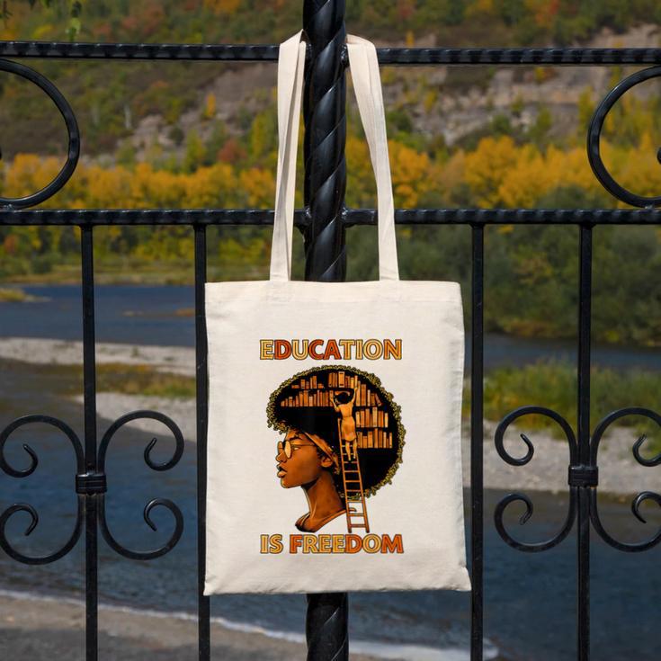 Education Is Freedom Teacher Book Black History Month Canvas Tote Bag