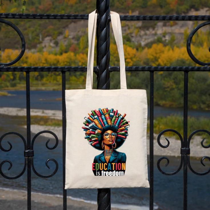 Education Is Freedom History Month Teacher Books Afro For Men Women Canvas Tote Bag