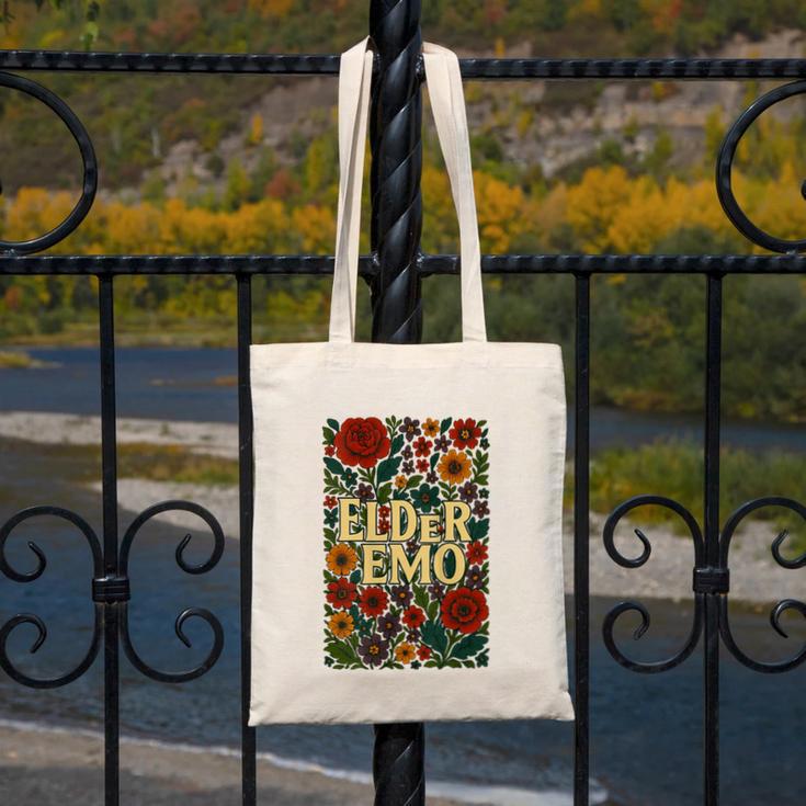 Elder Emo Floral Gothic Vintage Nostalgia Canvas Tote Bag