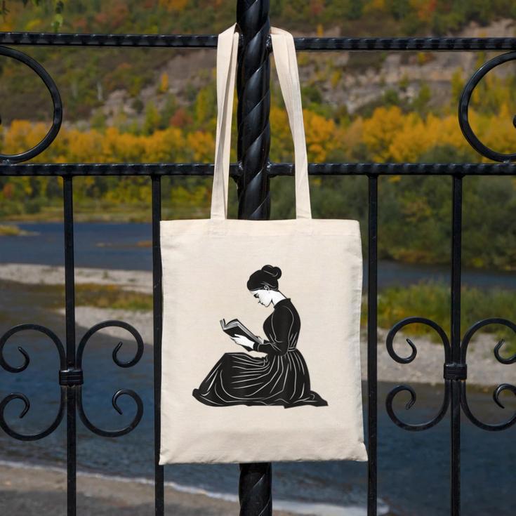 Emily Dickinson Reading A Book Canvas Tote Bag