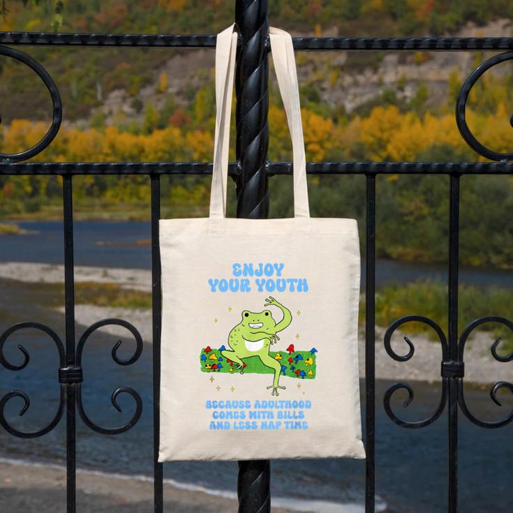 Enjoy Adulthood Comes With Bills Nostalgia Regret Canvas Tote Bag