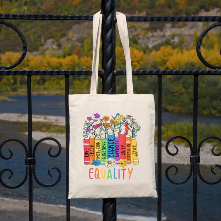 Equality Book LGBTQ Wildflowers Equal Rights Gay Kindness Canvas Tote Bag