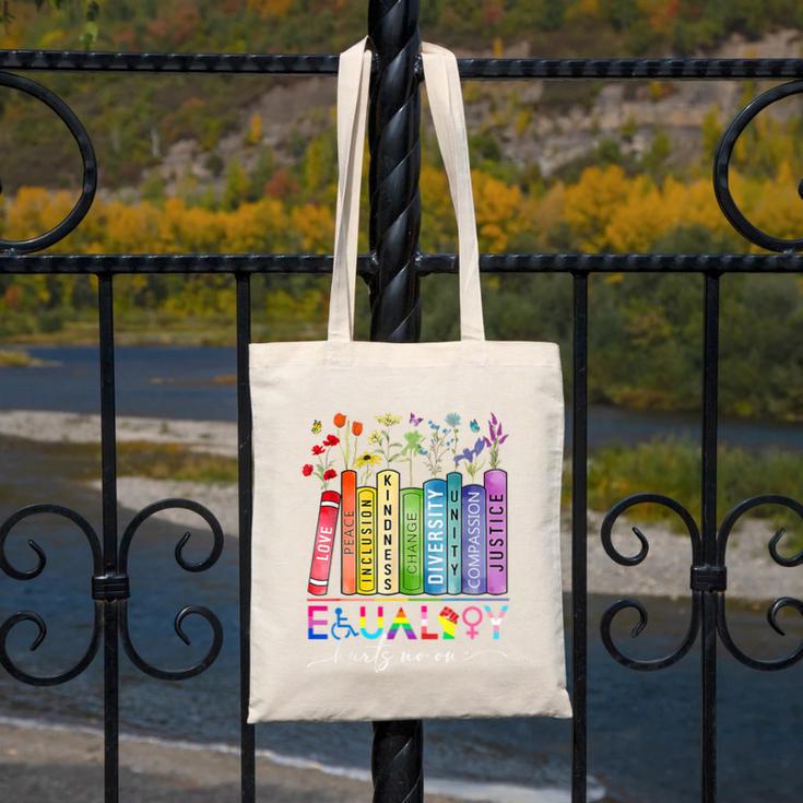 Equality Hurts No One Floral Books LGBTQ Gay Les Pride Month Canvas Tote Bag