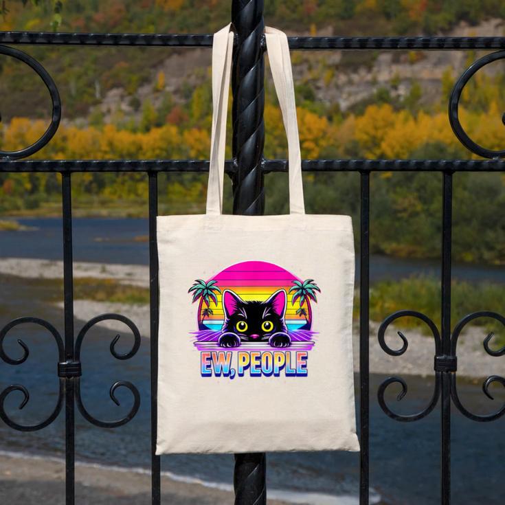 Ew Cat Misanthrope Introvert Synthwave 80s Canvas Tote Bag Ew Cat Misanthrope Introvert Synthwave 80s Canvas Tote Bag