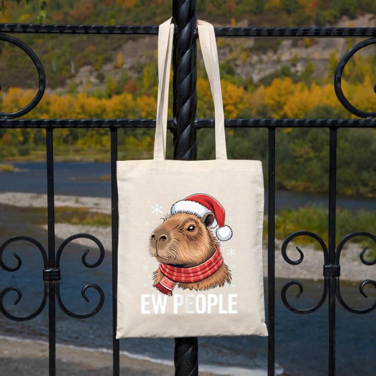 Ew People Capybara Christmas Introvert Holiday Humor Canvas Tote Bag Ew People Capybara Christmas Introvert Holiday Humor Canvas Tote Bag