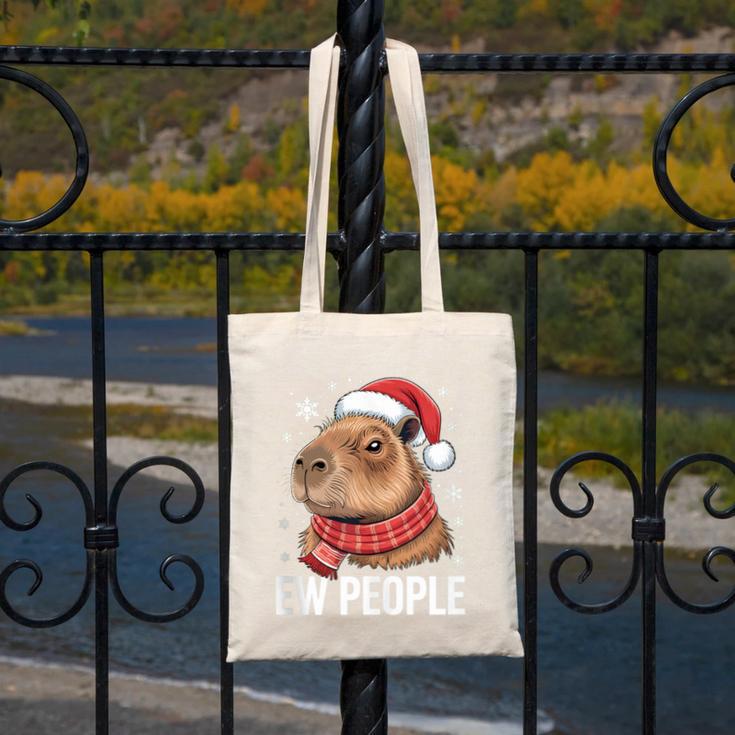 Ew People Capybara Christmas Introvert Holiday Humor Canvas Tote Bag Ew People Capybara Christmas Introvert Holiday Humor Canvas Tote Bag